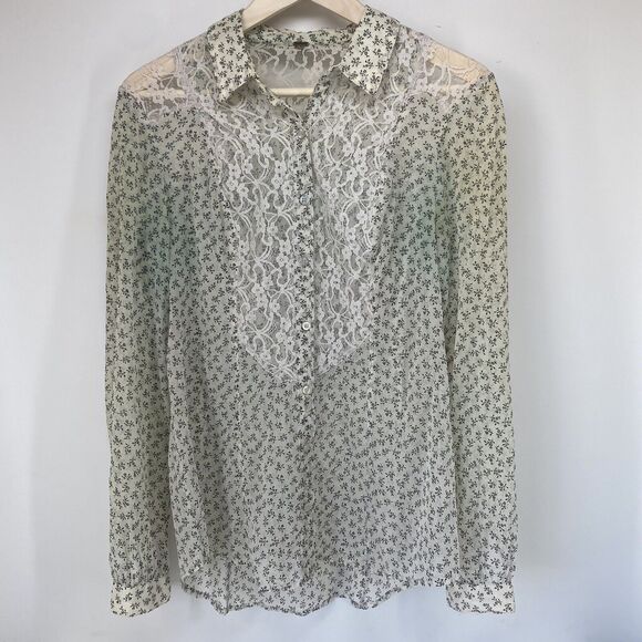 Free People Long Sleeve Blouse Top Button Down Sheer Small Medium - Picture 1 of 9